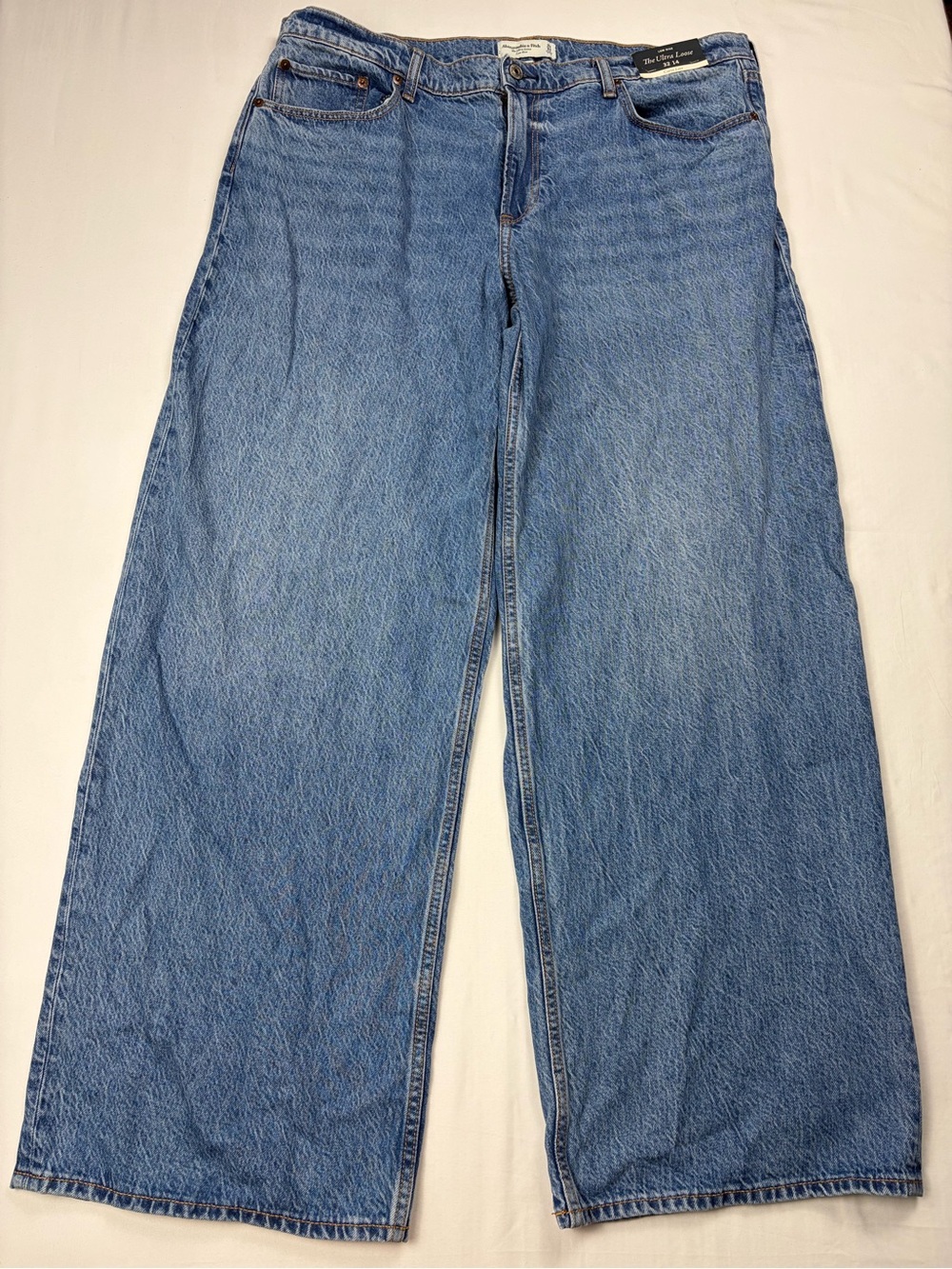 Abercrombie & Fitch The Ultra Loose Low Rise Jeans 32 Curve Love NEW 38x31